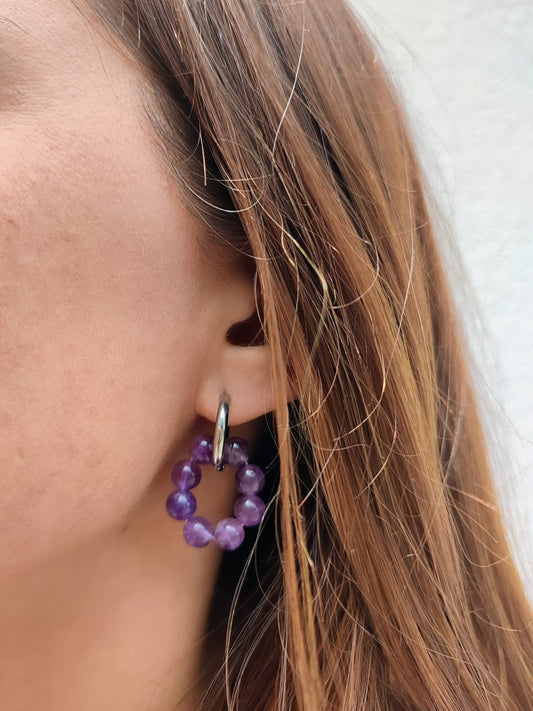 Argolas em Aço Inoxidável com Pedras Naturais