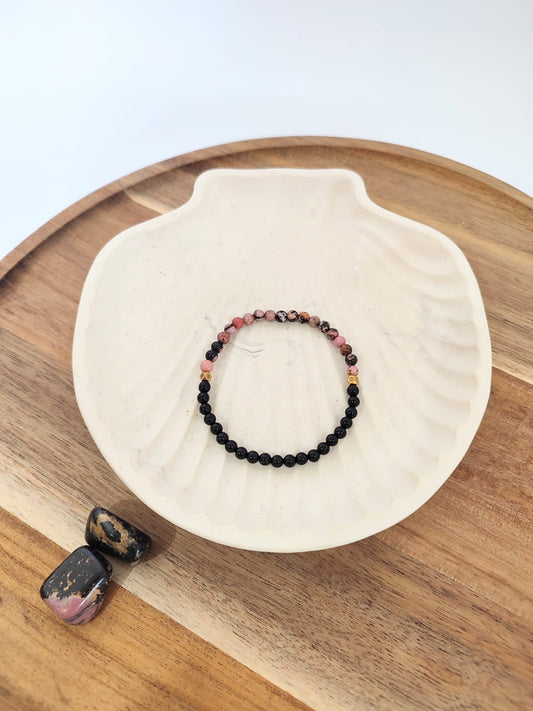 Pulseira de Rodonite e Onix