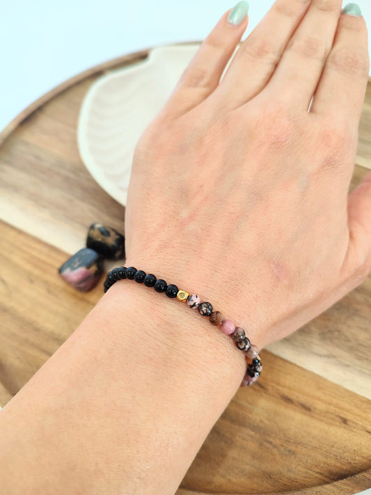 Pulseira de Rodonite e Onix